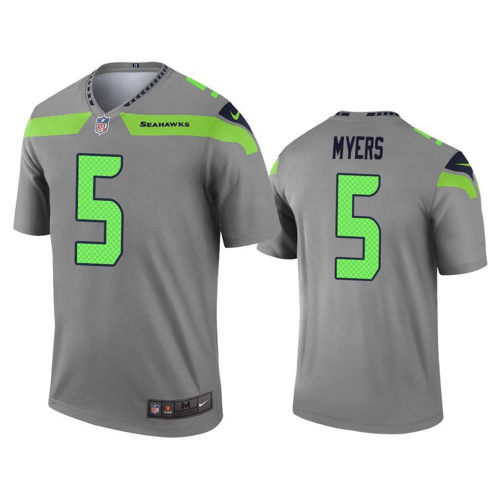 Men Seattle Seahawks 5 Jason Myers Nike Gray Inverted Legend NFL Jersey